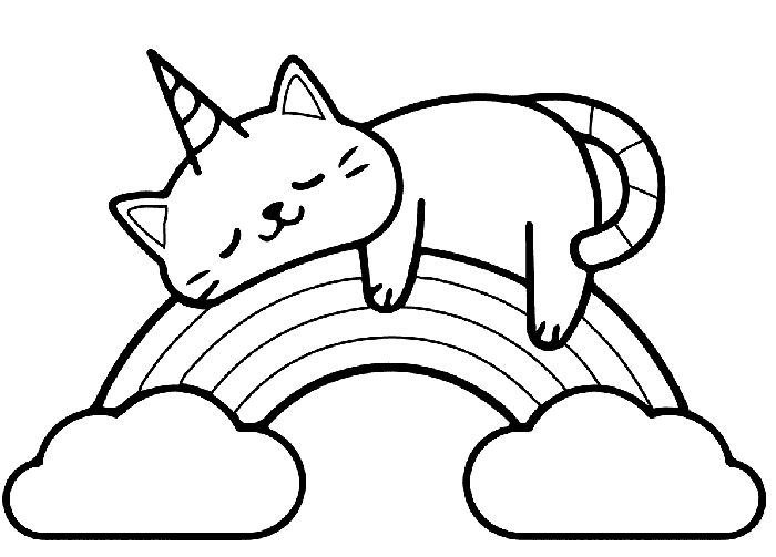 Caticorn Unicorn Coloring Page