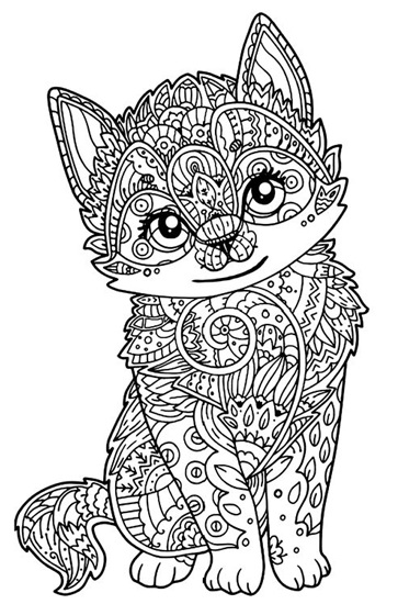 Detailed Cat Coloring Page