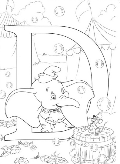 Disney Alphabet Colouring page