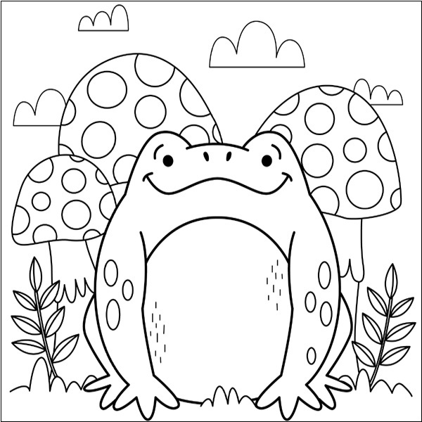 Frog And Mushroom Color Picture