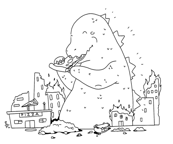 Funny Free Printable Godzilla Coloring