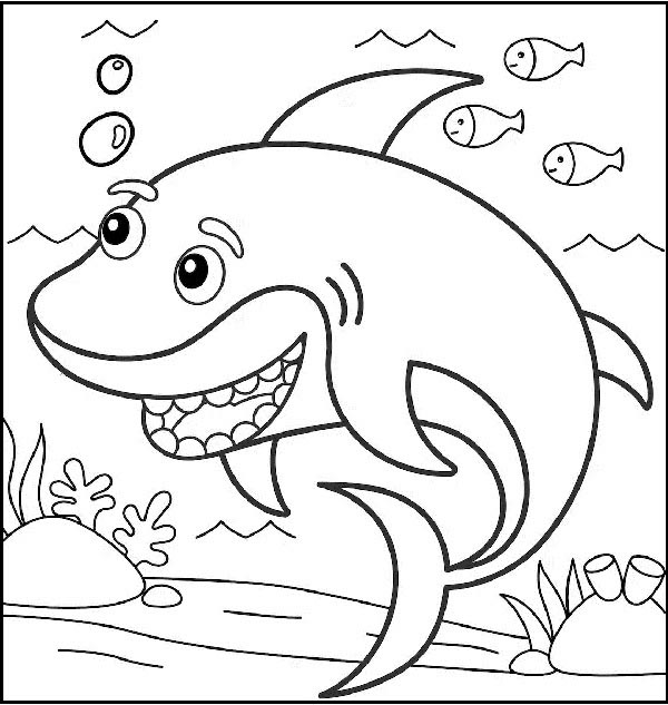 Grandpa Shark Coloring