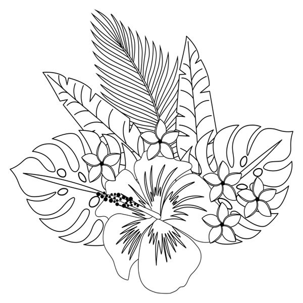Hawaiin Flowers Coloring Sheet