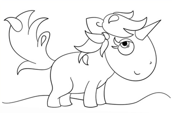 Kawaii Unicorn Colouring Picture