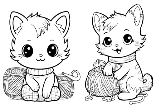 Kitten With Yarn Sheet