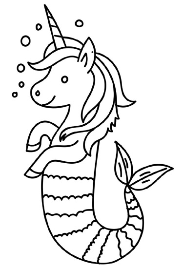 Kawaii Unicorn Colouring Picture