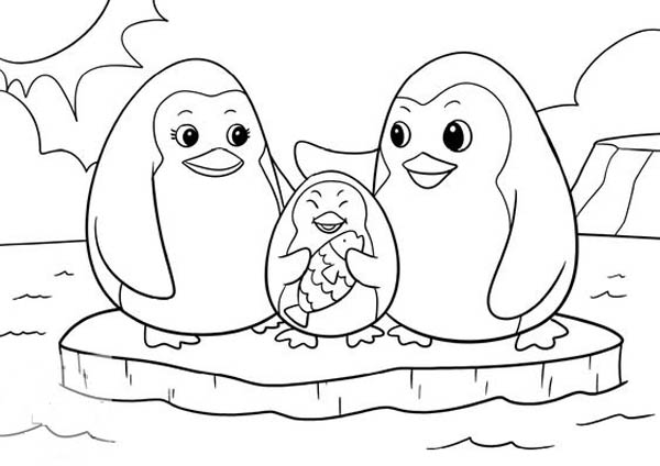 Penguin Family Colouring