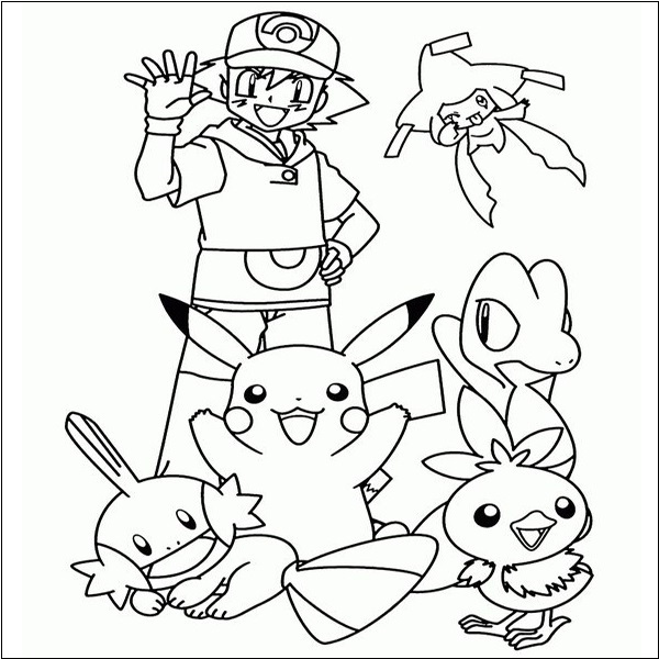 Pikachu and his Friends Coloring Page