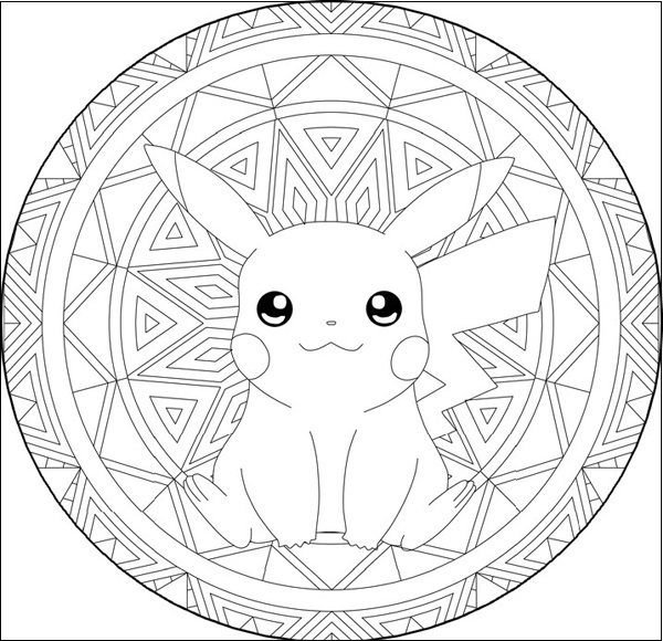 Pikachu Mandala Coloring Outline