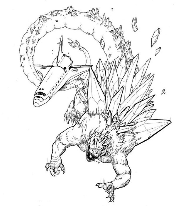 Roaring Godzilla Coloring Picture