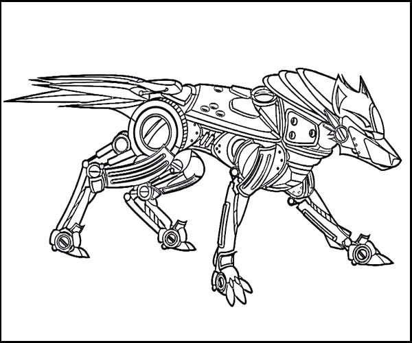 Robot Wolf Coloring Page