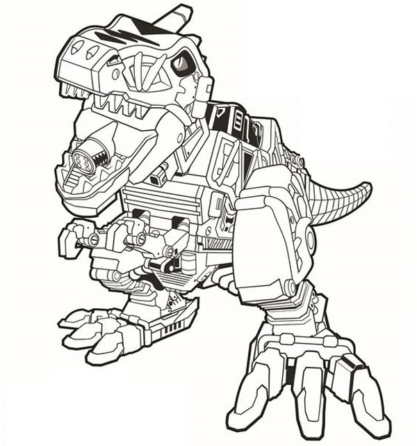 Robot Dinosaur Coloring Page
