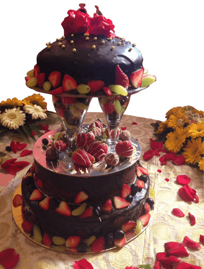 Black Forest Engagement Cake Design