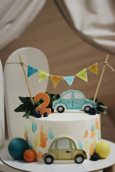 Car Theme Second Birthday Cake