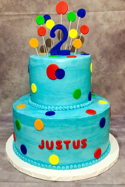 Colourful Polka Dot 2nd Birthday Cake