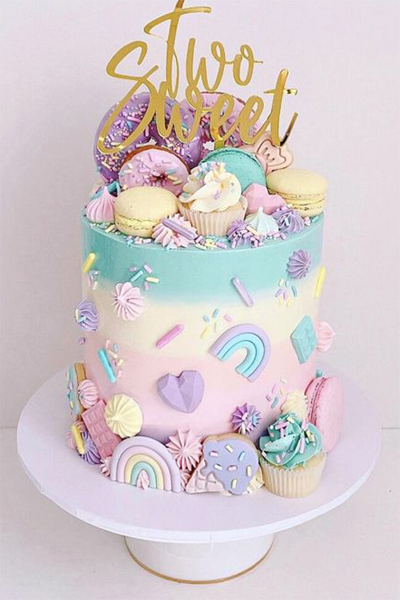 Donut Theme 2nd Year Birthday Cake