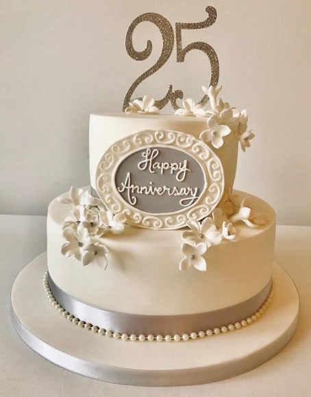 Elegant Cake For 25th Anniversary