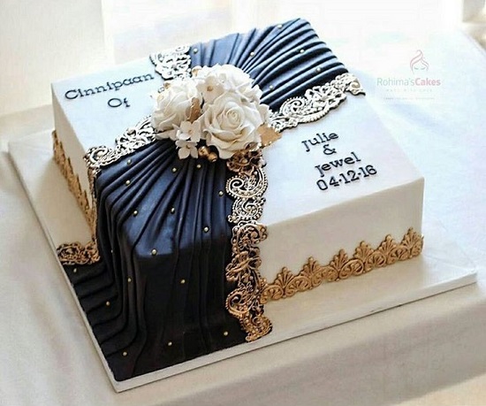 Engagement Cake In Square Shape Designs