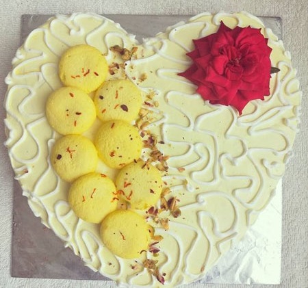 Heart Shape Rasmalai Cake