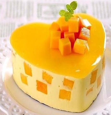 Mango Heart Shaped Cake Design