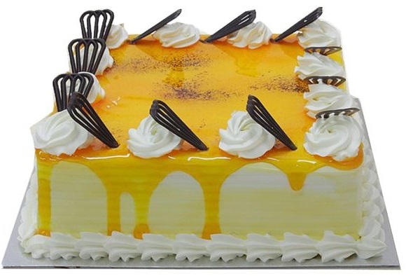 Mango Malai Square Cake Design