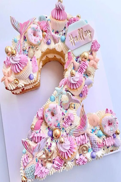 Mermaid Theme Two Number Cake