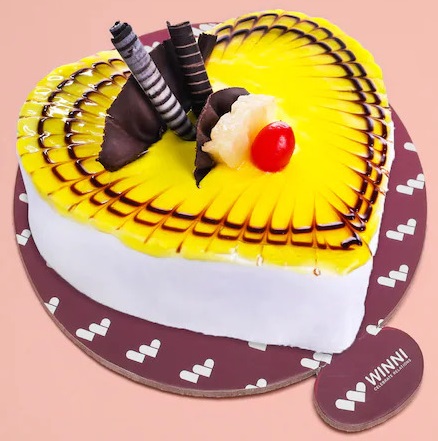Pineapple Flavoured Heart Shape Cake