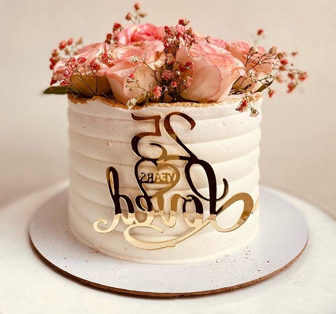 Pretty Cake For 25th Anniversary