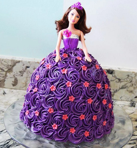 Purple Vanilla Barbie Doll Cake Design