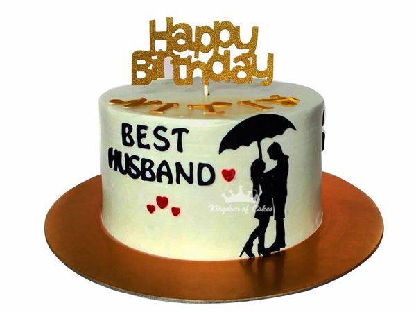 Semi Fondant Hubby Birthday Cake Design