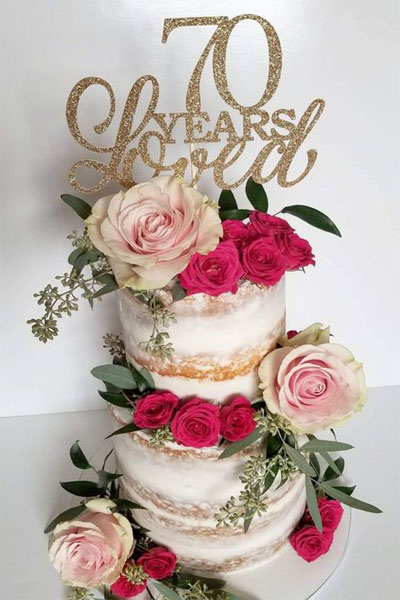 Semi Naked Cake For 70th Birthday