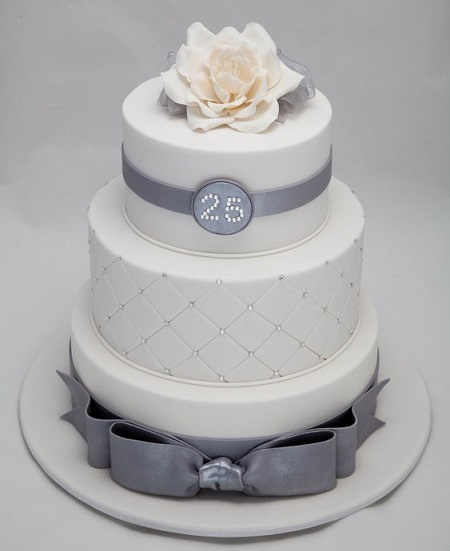 Silver Jubilee Anniversary Cake Design