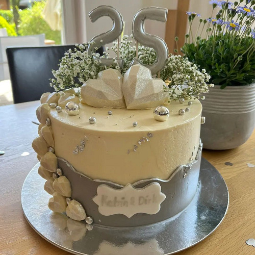 Silver Wedding Anniversary Cake