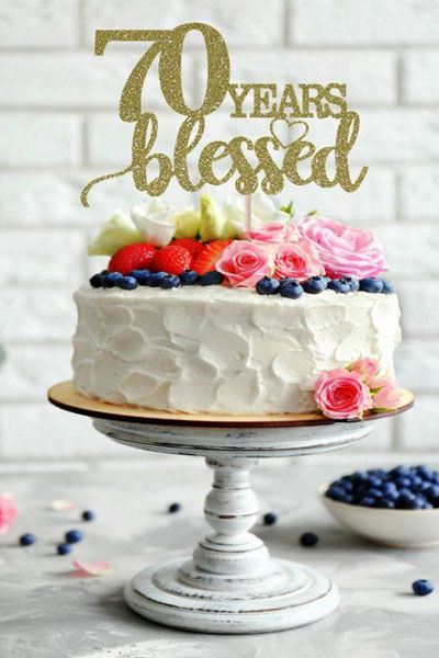 Simple Cake Design For 70th Birthday