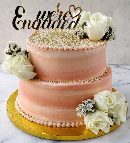 Simple Engagement Peach Cake Designs