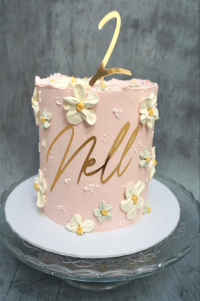 Simple Piped Flower Cake For 2nd Year Birthday