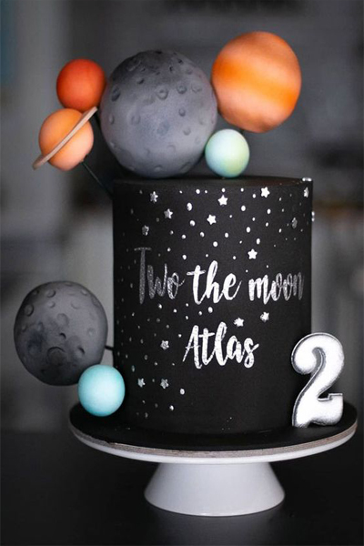 Space Theme 2 Year Cake Design