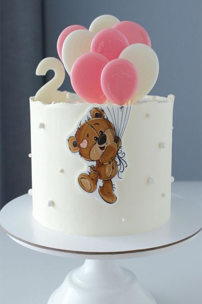 Teddy Bear 2nd Birthday Cake Design