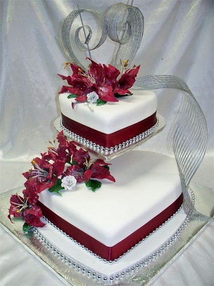 Wedding Tier Cake In Heart Shape