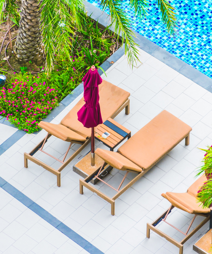 Umbrella Chair Around Swimming Pool