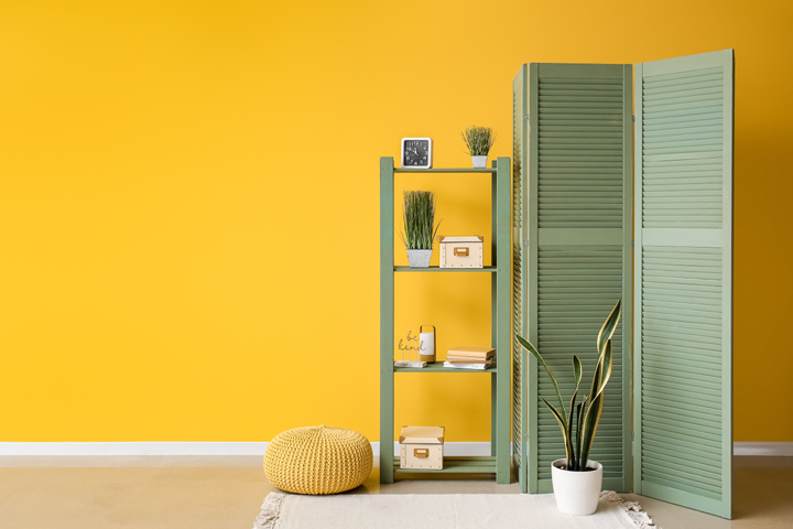 Folding Screen In Vibrant Green