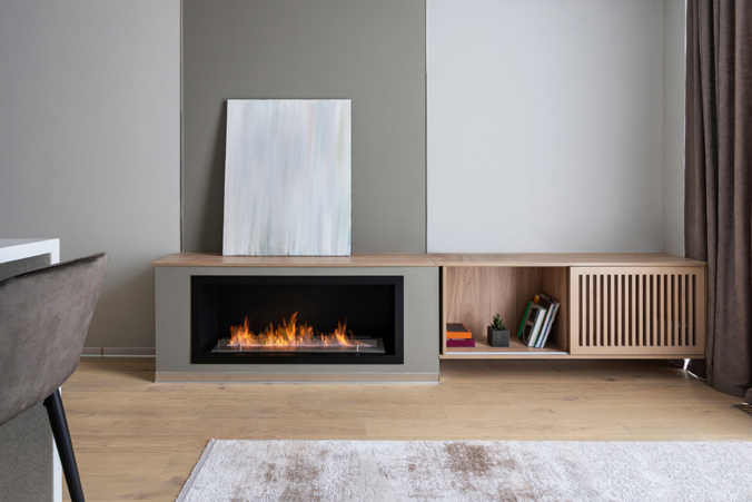 Modern Living Interior With Fireplace