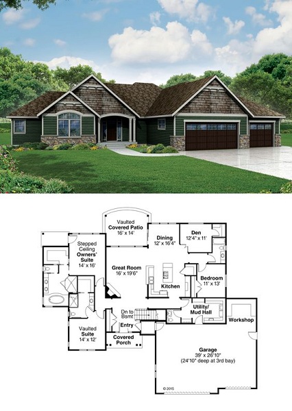 Sprawling Huge Ranch-type House Plan