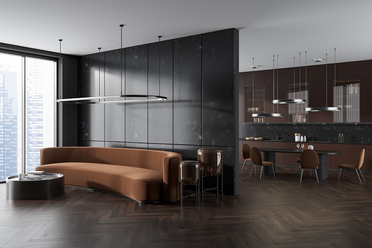 Dark Luxury Kitchen Partition Wall