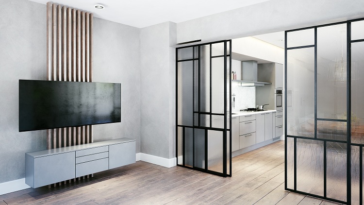Sliding Glass Door Partition For Kitchen