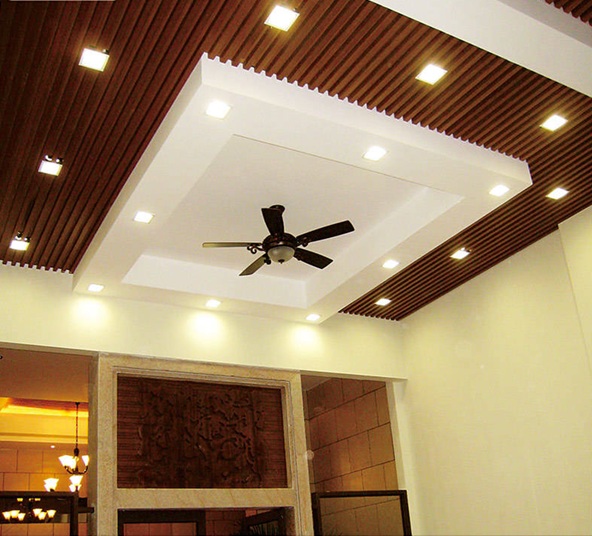 Wooden Pop Ceiling Design For Hall