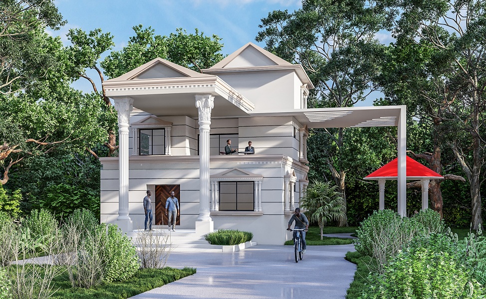 White Compact Duplex Home