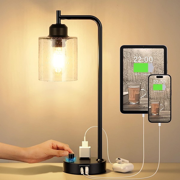 Industrial Bedside Table Lamp for Bedroom