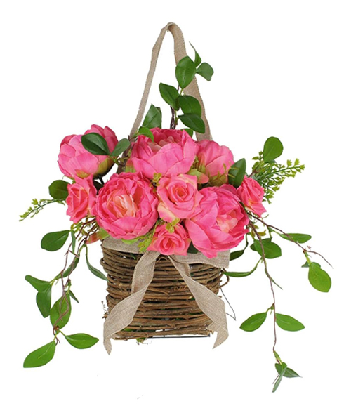 Hanging Baskets With Pink Rose