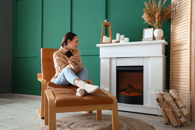 All White Fireplace